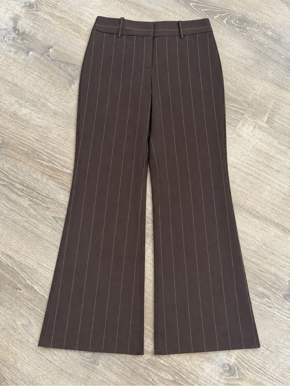 The Limited Brown Pinstripe Flared Trousers Size 10